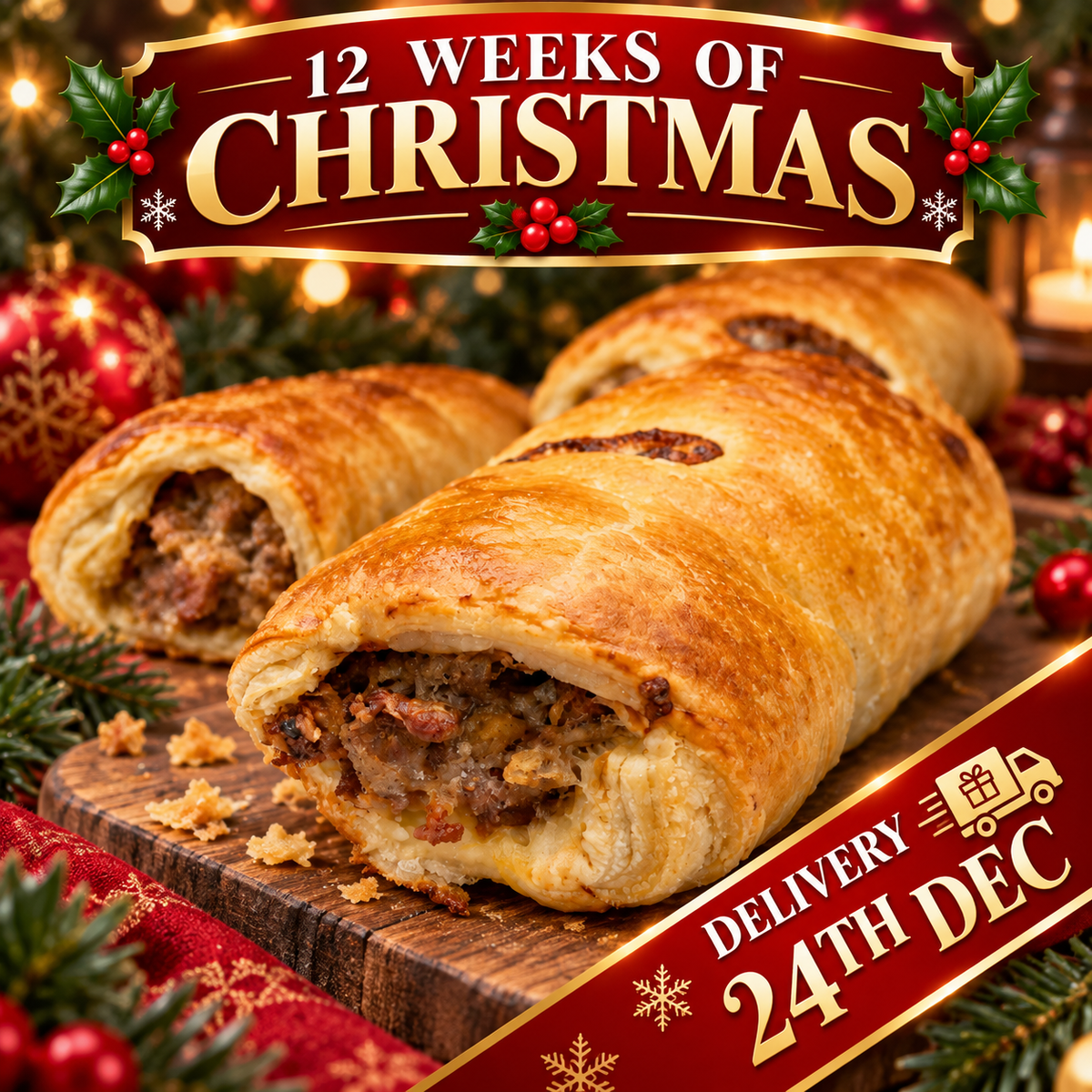 Christmas Sausage Rolls DELIVERY 24th DEC | Traditional British Sausage Rolls