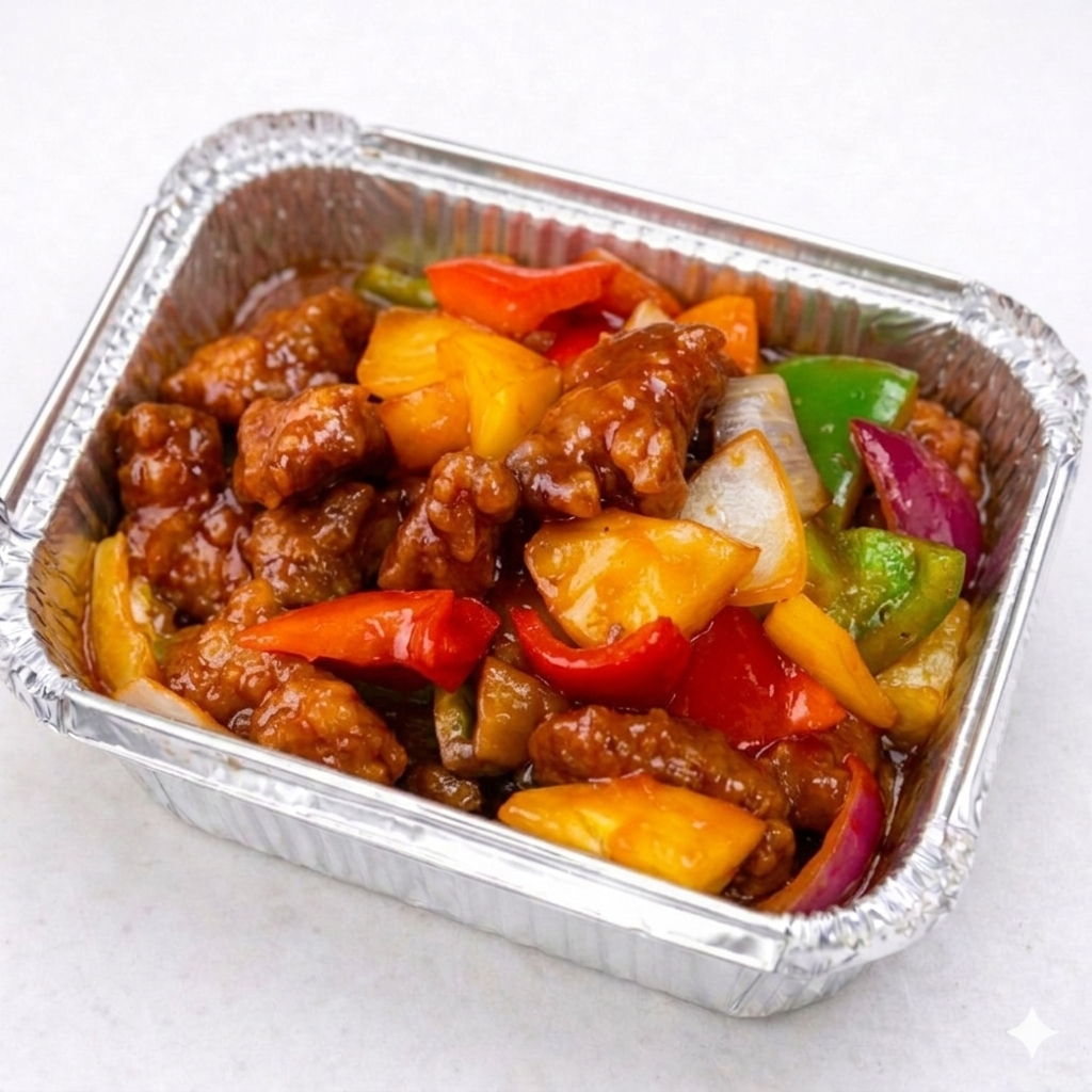 Sweet & Sour Pork (Hong Kong Style) With Seamed Rice
